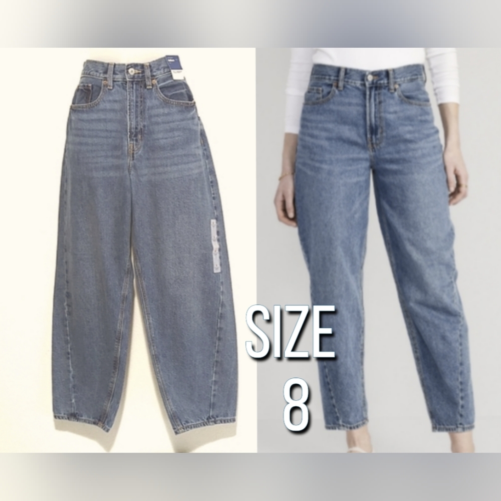 Old Navy Extra High Waisted Non Stretch Balloon Leg Jeans Size 8 NWOT